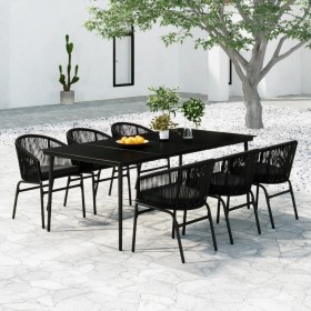 Juego de comedor para jardín 7 piezas negro de , Conjuntos de jardín - Ref: Foro24-3099243, Precio: 819,99 €, Descuento: %