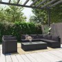 9-teiliges Gartenmöbel-Set und Kissen aus synthetischem Rattan schwarz von vidaXL, Modulare Sofas für den Außenbereich - Ref:...