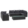 Set de muebles de jardín 9 pzas y cojines ratán sintético negro de vidaXL, Sofás modulares de exterior - Ref: Foro24-46551, P...