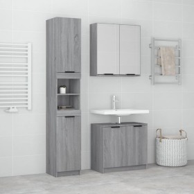 Sonoma gray plywood 3-piece bathroom furniture set by , Bathroom furniture - Ref: Foro24-3115882, Price: 208,57 €, Discount: %