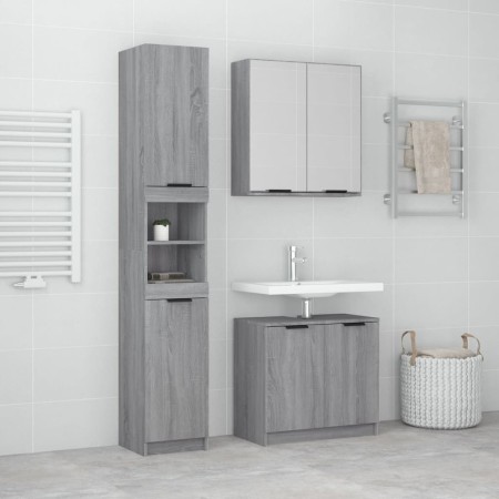 Sonoma gray plywood 3-piece bathroom furniture set by , Bathroom furniture - Ref: Foro24-3115882, Price: 211,69 €, Discount: %