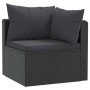 9-teiliges Gartenmöbel-Set und Kissen aus synthetischem Rattan schwarz von vidaXL, Modulare Sofas für den Außenbereich - Ref:...