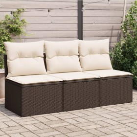 Garden sofa with cushions 3 seater brown synthetic rattan by , Outdoor sofas - Ref: Foro24-366219, Price: 147,99 €, Discount: %