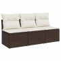 Garden sofa with cushions 3 seater brown synthetic rattan by , Outdoor sofas - Ref: Foro24-366219, Price: 148,66 €, Discount: %