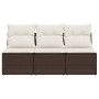 Garden sofa with cushions 3 seater brown synthetic rattan by , Outdoor sofas - Ref: Foro24-366219, Price: 148,66 €, Discount: %