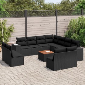 Gartensofa-Set 12-teilig mit schwarzen synthetischen Rattankissen von , Gartensets - Ref: Foro24-3257833, Preis: 816,83 €, Ra...