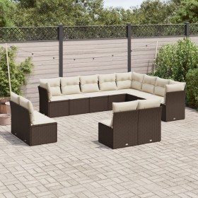 Garden sofa and cushion set 12 pieces brown synthetic rattan by , Garden sets - Ref: Foro24-3250312, Price: 743,07 €, Discoun...