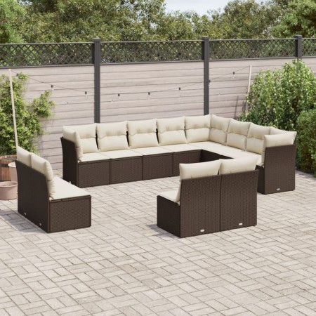 Gartensofa- und Kissenset 12-teilig aus braunem synthetischem Rattan von , Gartensets - Ref: Foro24-3250312, Preis: 719,02 €,...