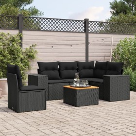 6-teiliges Gartensofa-Set und schwarze synthetische Rattankissen von , Gartensets - Ref: Foro24-3257777, Preis: 441,82 €, Rab...