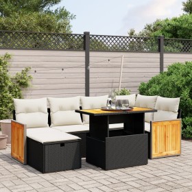 7-teiliges Garten-Essset und schwarze Kissen aus synthetischem Rattan von , Gartensets - Ref: Foro24-3276248, Preis: 516,04 €...