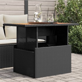 Garden table PE rattan and black acacia wood 100x55x73 cm by , Garden tables - Ref: Foro24-365976, Price: 99,99 €, Discount: %