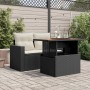 Garden table PE rattan and black acacia wood 100x55x73 cm by , Garden tables - Ref: Foro24-365976, Price: 100,04 €, Discount: %