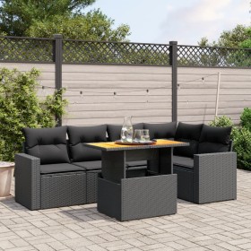 6-teiliges Gartensofa-Set und schwarze synthetische Rattankissen von , Gartensets - Ref: Foro24-3271300, Preis: 418,22 €, Rab...