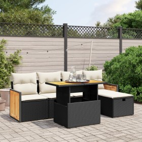 6-teiliges Gartensofa-Set und schwarze synthetische Rattankissen von , Gartensets - Ref: Foro24-3276241, Preis: 428,49 €, Rab...