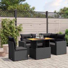 6-piece garden sofa set and black synthetic rattan cushions by , Garden sets - Ref: Foro24-3271314, Price: 397,68 €, Discount: %