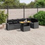 7-teiliges Garten-Essset und schwarze Kissen aus synthetischem Rattan von , Gartensets - Ref: Foro24-3271321, Preis: 481,00 €...