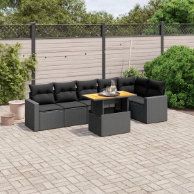 7-teiliges Garten-Essset und schwarze Kissen aus synthetischem Rattan von , Gartensets - Ref: Foro24-3271321, Preis: 480,22 €...