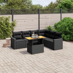 7-teiliges Garten-Essset und schwarze Kissen aus synthetischem Rattan von , Gartensets - Ref: Foro24-3271328, Preis: 480,22 €...