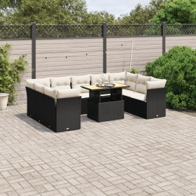 Gartensofa-Set 10-teilig mit schwarzen synthetischen Rattankissen von , Gartensets - Ref: Foro24-3270993, Preis: 655,98 €, Ra...