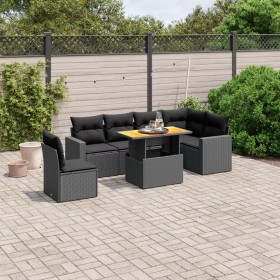 7-teiliges Garten-Essset und schwarze Kissen aus synthetischem Rattan von , Gartensets - Ref: Foro24-3271335, Preis: 457,49 €...