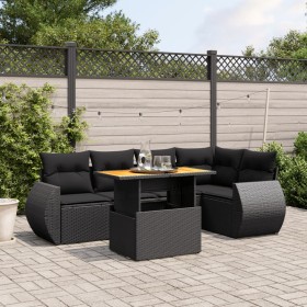 6-piece garden sofa set and black synthetic rattan cushions by , Garden sets - Ref: Foro24-3272182, Price: 447,51 €, Discount: %