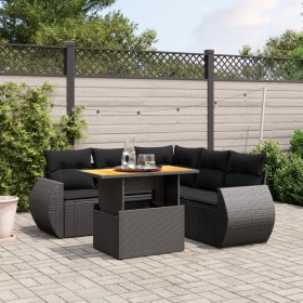 6-teiliges Gartensofa-Set und schwarze synthetische Rattankissen von , Gartensets - Ref: Foro24-3272189, Preis: 447,51 €, Rab...