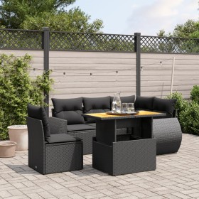 6-teiliges Gartensofa-Set und schwarze synthetische Rattankissen von , Gartensets - Ref: Foro24-3272196, Preis: 431,72 €, Rab...