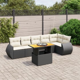 7-teiliges Garten-Essset und schwarze Kissen aus synthetischem Rattan von , Gartensets - Ref: Foro24-3272204, Preis: 522,71 €...