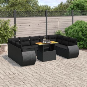 Set de sofás de jardín 10 pzas cojines ratán sintético negro de , Conjuntos de jardín - Ref: Foro24-3272336, Precio: 668,83 €...