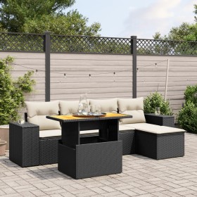 6-teiliges Gartensofa-Set und schwarze synthetische Rattankissen von , Gartensets - Ref: Foro24-3272610, Preis: 418,43 €, Rab...