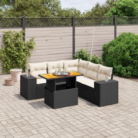 6-teiliges Gartensofa-Set und schwarze synthetische Rattankissen von , Gartensets - Ref: Foro24-3272631, Preis: 462,16 €, Rab...