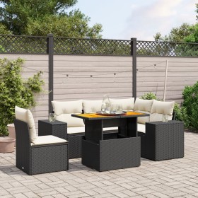 6-teiliges Gartensofa-Set und schwarze synthetische Rattankissen von , Gartensets - Ref: Foro24-3272638, Preis: 446,11 €, Rab...