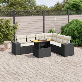 Set de comedor de jardín 7 pzas y cojines ratán sintético negro de , Conjuntos de jardín - Ref: Foro24-3272652, Precio: 519,2...