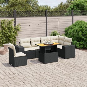 7-teiliges Garten-Essset und schwarze Kissen aus synthetischem Rattan von , Gartensets - Ref: Foro24-3272659, Preis: 528,20 €...