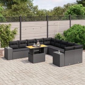 11-teiliges Gartensofa-Set und schwarze synthetische Rattankissen von , Gartensets - Ref: Foro24-3272826, Preis: 788,39 €, Ra...