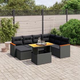 8-teiliges Gartensofa-Set und schwarze synthetische Rattankissen von , Gartensets - Ref: Foro24-3273190, Preis: 534,20 €, Rab...