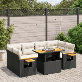 7-teiliges Garten-Essset und schwarze Kissen aus synthetischem Rattan von , Gartensets - Ref: Foro24-3273415, Preis: 528,29 €...