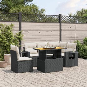 6-teiliges Gartensofa-Set und schwarze synthetische Rattankissen von , Gartensets - Ref: Foro24-3271756, Preis: 440,57 €, Rab...