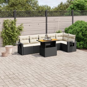 7-teiliges Garten-Essset und schwarze Kissen aus synthetischem Rattan von , Gartensets - Ref: Foro24-3271763, Preis: 514,92 €...