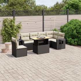 7-teiliges Garten-Essset und schwarze Kissen aus synthetischem Rattan von , Gartensets - Ref: Foro24-3271777, Preis: 505,34 €...