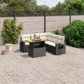 6-teiliges Gartensofa-Set und schwarze synthetische Rattankissen von , Gartensets - Ref: Foro24-3271749, Preis: 425,05 €, Rab...