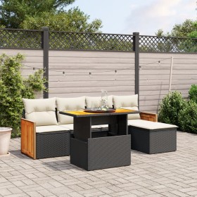 6-teiliges Gartensofa-Set und schwarze synthetische Rattankissen von , Gartensets - Ref: Foro24-3273933, Preis: 423,10 €, Rab...