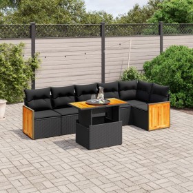 7-teiliges Garten-Essset und schwarze Kissen aus synthetischem Rattan von , Gartensets - Ref: Foro24-3273967, Preis: 485,71 €...