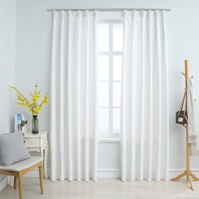 Cortinas opacas con ganchos 2 piezas blanco crudo 140x225 cm de vidaXL, Cortinas y visillos - Ref: Foro24-134486, Precio: 35,...