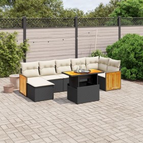 8-teiliges Gartensofa-Set und schwarze synthetische Rattankissen von , Gartensets - Ref: Foro24-3274066, Preis: 577,11 €, Rab...