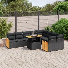 Gartensofa-Set 10-teilig mit schwarzen synthetischen Rattankissen von , Gartensets - Ref: Foro24-3274114, Preis: 637,51 €, Ra...