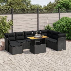 8-teiliges Gartensofa-Set und schwarze synthetische Rattankissen von , Gartensets - Ref: Foro24-3275512, Preis: 574,21 €, Rab...