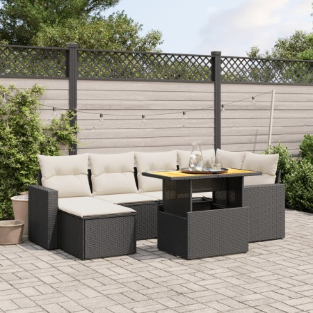 7-piece garden dining set and black synthetic rattan cushions by , Garden sets - Ref: Foro24-3275590, Price: 494,64 €, Discou...