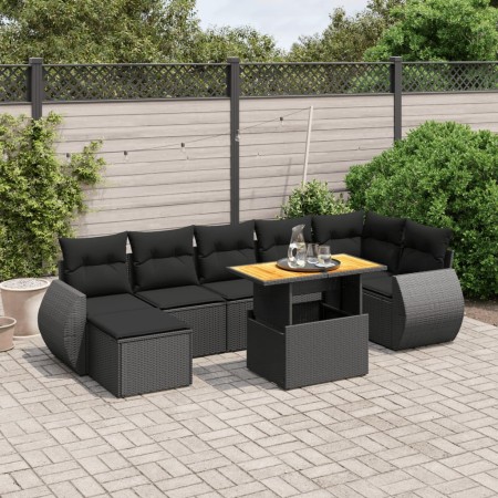 8-teiliges Gartensofa-Set und schwarze synthetische Rattankissen von , Gartensets - Ref: Foro24-3275820, Preis: 571,91 €, Rab...