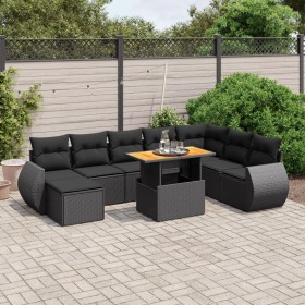 8-teiliges Gartensofa-Set und schwarze synthetische Rattankissen von , Gartensets - Ref: Foro24-3275848, Preis: 600,85 €, Rab...